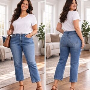 Talbots Flawless Straight Crop Jeans 14W Curvy Fit Stretch Denim EUC